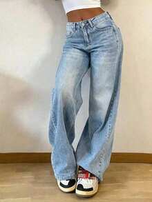 Jeans rectos y holgados de estilo vintage para adolescentes - Lavado ligero - Ver 3