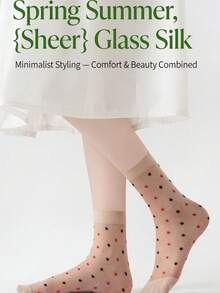 1/4/8 Pairs Women's Thin Mesh Socks, Summer Sheer Silky Lace Short Socks, Cute Knee-High Socks, Also Suitable For Autumn Wear - Multicolor - View 3