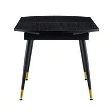Modern Extendable Dining Table, Converts From Round To Oval, MDF Top In Black/Walnut With Gold Accents, Sturdy Metal Legs, Space-Saving For Kitchen & Dining Room - 黑色 - 查看 9