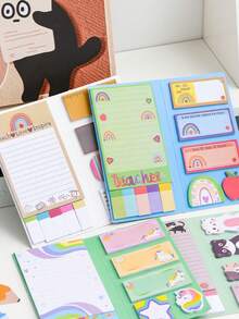 2 PCS Teacher Gift Set Glitter Pencil Pen Sticky Note Set Teacher'S Day Sticky Note Combination Gift, 330 Sheets Of 11 Different Shaped - Multicolor - View 5