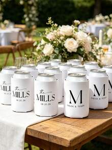 Custom Beverage Insulation Sleeve,Personalized Wedding Can Coolers, Custom Double-Sided Jar Sleeve With Text,8 Colors,Wedding Toast,Wedding Party,Commemorative Gift For Couples & Party Guests, Bulk Custom Insulation Can Sleeves For Weddings - Multicolor - View 3