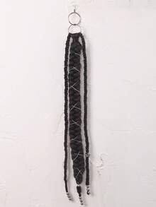 1pc Long Braided Ponytail Hair Hoop Hair Accessory, Straight Synthetic Fiber Braided Hair With Metal Ring, Braided Hair Extension, Suitable For Daily Wear And Party, Fits All Hair Types, Instantly Adds Volume And Length, Halloween - Multicolor - View 15