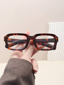 1 par de gafas de mujer de PC con marco rectangular ancho y pequeño, minimalistas, casuales, personalizadas, sexys, de alta gama, elegantes, vintage, artísticas, exquisitas y versátiles, con lentes transparentes de moda - Multicolor - Ver 3