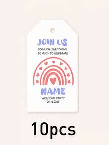 Custom Rainbow Gift Tags, Personalized Name & Date Favor Labels, Cute Party Decoration, Customized Text Greeting Cards, Customizable Wedding Birthday Gift Tags, Bridal Shower And Anniversary Keepsake, Holiday Gift Wrapping Decor - Style B - View 7
