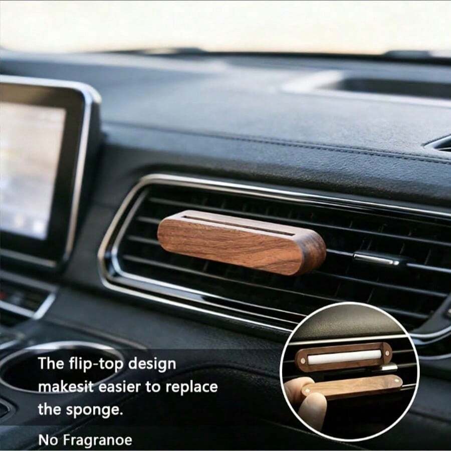Clip d'aromathérapie en bois de noyer pour aération de voiture, diffuseur de parfum, comprend 10 bâtonnets aromatiques de rechange, appareil d'aromathérapie portable à clipser sur l'aération, accessoire de décoration intérieure de voiture fraîche, convient pour berline, SUV et camion - Taille Unique - Voir 1