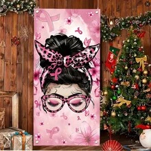 2D Door Banner, 1pc, Breast Cancer Awareness Door Banner, Breast Cancer Party Charity Party Door - Breast Cancer Prevention - View 9
