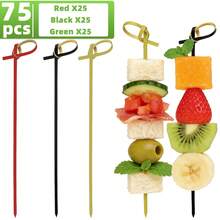 75/150/300pcs Disposable Fruit Picks (3 Colors Combination), Creative Cocktail Decoration Picks & Appetizer Toothpicks, Mini BBQ Food Skewers, Suitable For Weddings, Parties, Picnics, Afternoon Tea Cold Platters And Home Gatherings - Multicolor - View 8