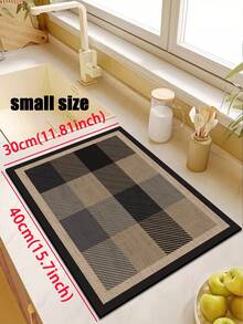 1 Pc Black-Brown Checkered Pattern Kitchen Mat, 3.5 Mm Soft Rubber That Absorbs Water And Is Easy To Clean. Suitable For Corridors, Bathrooms, Living Rooms, Outdoor Door Mats, And Toilets. Useable Throughout The Year And For Various Holidays. - Multicolor - View 12