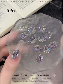 5/48Pcs Lake Blue No-Base Finished Rhinestone Ball Nail Art Decor, Blue Pigeon Egg Rhinestone Ball Nail Art Decoration - Multicolor - View 13