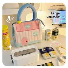 1 buah Tas Bekal Makan Siang Portabel Berinsulasi Kapasitas Besar, Tas Bekal Persegi Panjang Motif Rumah Lucu dan Estetis, Hadiah Natal, Tas Bekal Musim Dingin untuk Sekolah, Kerja, Liburan, dan Pelajar yang Dapat Digunakan Kembali - MultiWarna - View 8