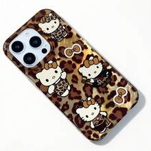 SANRIO Casing Ponsel Motif Kucing Leopard Kompatibel dengan Apple 17 Pro Max Perlindungan Penuh 15 Plus/14/13/12/11 Kartun/Anti-Jatuh - MultiWarna - View 3