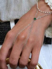outingfit 1pc New Water Drop Linked Bracelet, Minimalist Luxury Hand Chain, Sophisticated Niche Design, Versatile Hand Accessory - Silver - View 1