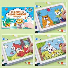 4 Pcs Children Fun Painting Coloring Book, Portable Toddler Educational Doodle Book For Early Learning,Vivid Forest Animal Pattern Drawing Activity Workbook, Road Trip Travel Quiet Activity, Classroom Prize, Goodie Bag Filler - Multicolor - View 9