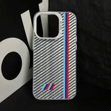 [Fast Local Shipping] Phone Case With Carbon Fiber Texture, Contrasting Three-Color Vertical Stripes, Simple Racing Style Line Decoration, Soft Anti-Drop Full Coverage Case, Wear-Resistant Matte Protective Cover For Men, Suitable For Apple 17/16/15/14/13/12/11/X/Xs/Pro/Plus/Max, S21/S22/S23/S24/S25/S26 - 圖片1PCS - 查看 1