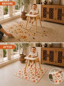 1pc Baby Floor Mat & High Chair Mat, Waterproof Baby Stain-Resistant Mat, Washable Floor Dirt-Proof Mat, Suitable For Feeding & Play - Apricot - View 4