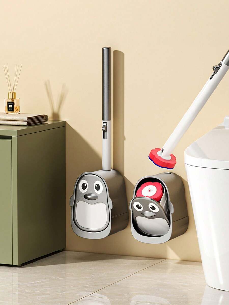 [New Arrival]1 Set New Bathroom Toilet Brush Set, Multi-Function Bathroom Toilet Cleaning System, Multi-Function Wall-Mounted Bathroom Cleaning Tool, Suitable For Standard And Ergonomic Toilets, Deep Clean Bathroom Stains