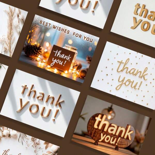 English Thank You Greeting Card Holiday Blessing Gift Souvenir Wall Floral Decoration Message Card Small Card