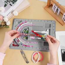 Bead Boards For Jewelry Making With 6 Pcs Beading Tools 9.4✕12.8 Inch Bead Design Board 6 Recessed Compartments, 3 U-Shaped Channels Jewelry Making Tray For Necklace Beading Designer Makings DIY - C - View 7