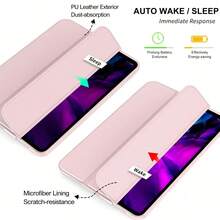Casing Pelindung Tablet Warna Pink Murni, Casing Lipat 3 Cerdas Anti Jatuh Ultra Tipis dengan Stand, Fitur Bangun/Tidur Otomatis, Kompatibel dengan Apple Generasi ke-9/10, Hadiah Musim Semi, Hadiah Ulang Tahun - Berwarna merah muda - View 4