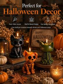 Candle Mold, Skull Animal Shaped Halloween Candle Mold, Plaster Candle Decoration. High-Quality, Easy To Demold. Suitable For Handmade Soap, Candles, Clay, Epoxy Resin Crafts, Holiday Decorations - Random Styles - View 4