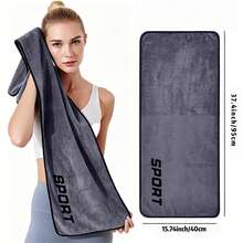 1PC Black & Gold Fitness Towel, SPORT Embroidered Sports Towel, Super Absorbent Club Towel, Portable Soft Training Towel, Suitable For Fitness, Running, Yoga, Swimming, Outdoor Sports, Gym, Multi-Purpose Training, Travel, Beach, Camping, Unisex Towel - Multicolor - View 8
