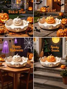 1pc Halloween Pumpkin Jewelry Storage Tray,Bat-Shaped Pumpkin, Suitable For Desktop Key,Halloween-Themed Party Decoration Or Jewelry Box,The Best Gift For Friends.Vanity Decor,Halloween Party Favors,Home Office Decor - Multicolor - View 9