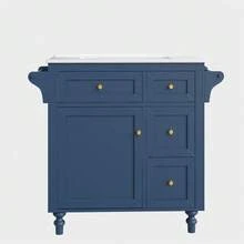 Bathroom Vanity, Smooth Ceramic Washbasin, 86 Cm High Vanity With Drawers And Towel Rack - 藏蓝色 - 查看 8