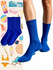 1/3 pares de calcetines verdes hasta la pantorrilla, adecuados para uso diario, estilo callejero americano - Multicolor - Ver 2