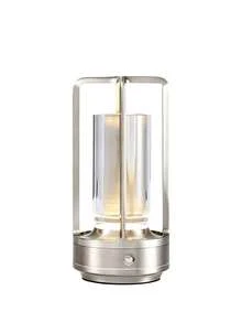 Portable Lantern Table Lamp, Touch Control 3-Color Stepless Dimmable USB Rechargeable 1800mAh 18650 Battery Wireless Ambient Light, Suitable For Bedroom Bar Restaurant Desk Dorm Night Light Decoration, Metal Frame Transparent Acrylic Lampshade, Modern Minimalist Luxury Design - Multicolor - View 12