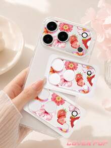 1pc Hibiscus & Strawberry Pattern Camera Lens Protector, Compatible With IPhone 17Pro/17 Pro Max; Made Of Tempered Glass, Full Coverage Design, High Definition & Clear, Anti-Scratch & Anti-Fingerprint, Compatible With Phone Cases, Easy To Install. - Clear - View 3