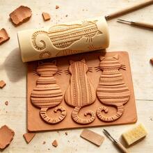 1pc Striped Cat Texture Roller - Plastic Relief Stick With Cat Pattern, Suitable For Pottery And Ceramic Crafts, DIY Clay Seals, Can Be Used For Coasters, Pendants, Jewelry Making, Sculpture Creation - Durable, Can Be Used For Halloween And Christmas - Striped Cat Texture Roller 1pc - View 5