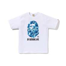 Ape Head Printed T-Shirt, Blue Camouflage,Casual Preppy Style Summer T-Shirt, Women's T-Shirt,Classic Streetwear Cotton Short Sleeve, - 白色 - 查看 13