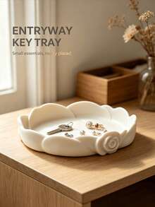 Rose Storage Tray, White Rose Shaped Storage Tray, 3D Printed Mini Key Storage Dish, Entryway Desktop Jewelry Storage Tray, Earring Ring Desktop Small Accessory Storage Box, Portable Mini Sundries Storage Tray, Home Decor Ornament, Housewarming Gift, Desktop Display Decoration, Handmade Photography Prop - Multicolor - View 6