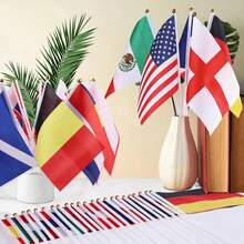 48pcs/Set World Cup 48 Countries Handheld Mini Flags, 2026 World Cup 48 Teams Polyester Small Hand-Waving Flags With Plastic Flagpoles, Suitable For Party Indoor Outdoor Garden Decoration, 14*21cm(5.5*8.2in) - 48Countries - View 2