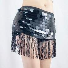 Glitter Tassel Waist Chain Belly Dance Costume, Dance Waist Ornament Performance Outfit - Multicolor - View 12