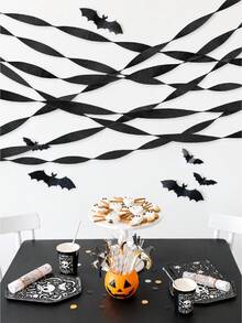 Black Crepe Paper, Thickened Handmade Crepe Paper Ribbon, Suitable For DIY Floral Arrangement, "Trick Or Treat" Gift Bags, Halloween Party Decoration, Wedding And Birthday Backdrop, And Packaging Material - Multicolor - View 3