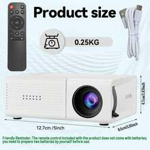 Portable Mini Projector, LCD Projector With Built-In Speaker And Remote Control, Compatible With IOS, Android, Windows And PS/4, Suitable For Movie Watching And Gaming USB Home Theater Projector - White - View 12