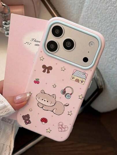 1 buah Casing Ponsel Bergambar Kucing Kartun Lucu, Kompatibel dengan iPhone 17 Pro Max, 17 Pro Baru, 16 Pro, 15, 14, 13, Gaya Pink Feminin, Pelindung Anti Jatuh yang Melindungi Seluruh Ponsel
