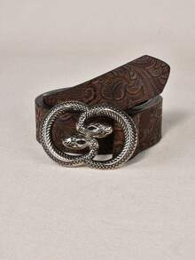 Women's Casual Daily Wear Belt With Dark Floral Trim - A - View 3