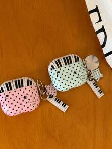 Casing Pelindung Earphone Pro5 dengan Motif Polka Dot Patchwork untuk Piano Key Musical Note Pro3 Apple 2 Generasi Baru 3/4/Pro/Pro2 - Biru - View 5