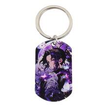 1 pieza Llavero con etiqueta impresa a color de Demon Slayer de anime, anillo de metal de acero inoxidable, colgante para bolso, regalo para fans - Multicolor - Ver 14
