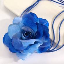 1Pc Boho Chiffon Floral Knotted Waist Sash, Versatile Wax Rope Tassel Tie Belt, Adjustable Summer Beach Wedding Dress Decor For Women - Floral Waist Tie - View 7