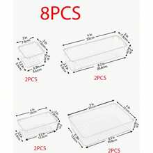 8/25PCS Acrylic Drawer Organizer Trays For Makeup Vanity Desk, Clear Storage Dividers For Brushes Lipsticks Skincare Bottles Serums, Modular Fits Bathroom Cabinets Dresser, See-Through Beauty Declutter Set - Clear - View 10