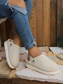 Solid Cream Off White Two-Way Birken Mules Forest Gentle Foot Slimming Office Casual Outdoor Platform Slip On Clogs - Beige - View 5
