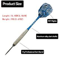 3pcs/Set Sky Blue Mixed Pattern Tail Stainless Steel Needle Darts, Professional Portable Boxed Dart Set, 19g Lightweight Feel Darts - Silver - View 3