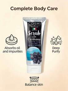 COSMI MILANO Made In Italy, 100ml Body Scrub With Dead Sea Salts, A Natural Exfoliant For Smooth And Radiant Skin, A Gentle Formula With Charcoal, Coffee, Pomegranate, Almonds, And Aloe, Ideal For Purifying,  Deep Body Care, Summer Body Care Products - CARBONE - 查看 4