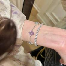 1pc Fashion Elegant Elegant Exquisite Luxury Sweet Personalized Niche Design High-End Cubic Zirconia Four-Leaf Clover Second-Hand Suitable For Women's Daily Wear - Silver - View 6