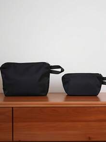 Minimalist Beige Large Capacity Cosmetic Bag, Portable Waterproof Travel Toiletry & Makeup Organizer For Business Trips - Multicolor - View 5