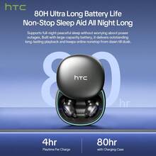 HTC NE96 In-Ear Wireless Sleep Earbuds, High-Quality Bluetooth Earphones, Upgraded Soft Ear Tips, Elegant And Textured Charging Case, Compact And Portable. Flat Ear Tips For Comfortable Fit, Side-Sleeper Friendly Comfortable In-Ear Earbuds, Compatible With IOS And Android Systems, Mint Green And Vibrant Orange - View 5
