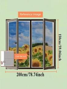 1pc Adjustable Magnetic Window Screen, High Breathability Polyester Mesh, Drill-Free Self-Adhesive Easy Installation, Magnetic Closure Design, Fine Insect Mesh, Suitable For Home And Apartment Indoor Window Protection - Multicolor - View 9